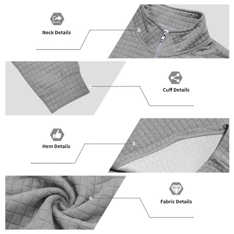 đąđą60 % de rĂ©duction !! â°Sweat-shirt Ă col zippĂ© 1/4 pour homme, en jacquard. - Image 4