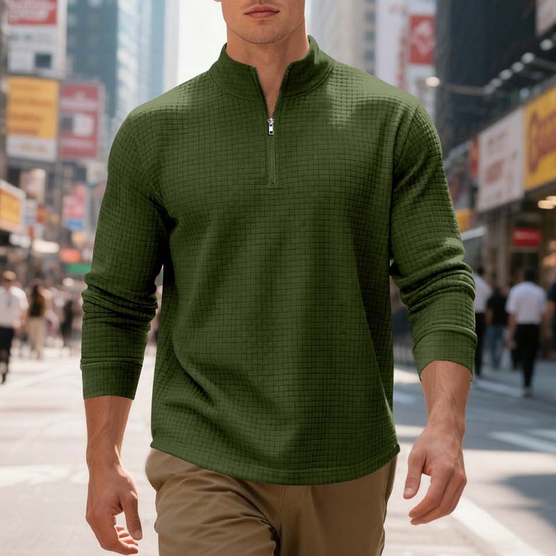 đąđą60 % de rĂ©duction !! â°Sweat-shirt Ă col zippĂ© 1/4 pour homme, en jacquard. - Image 7