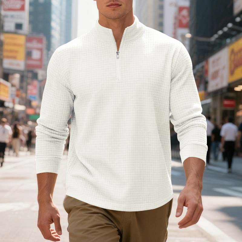 đąđą60 % de rĂ©duction !! â°Sweat-shirt Ă col zippĂ© 1/4 pour homme, en jacquard. - Image 8