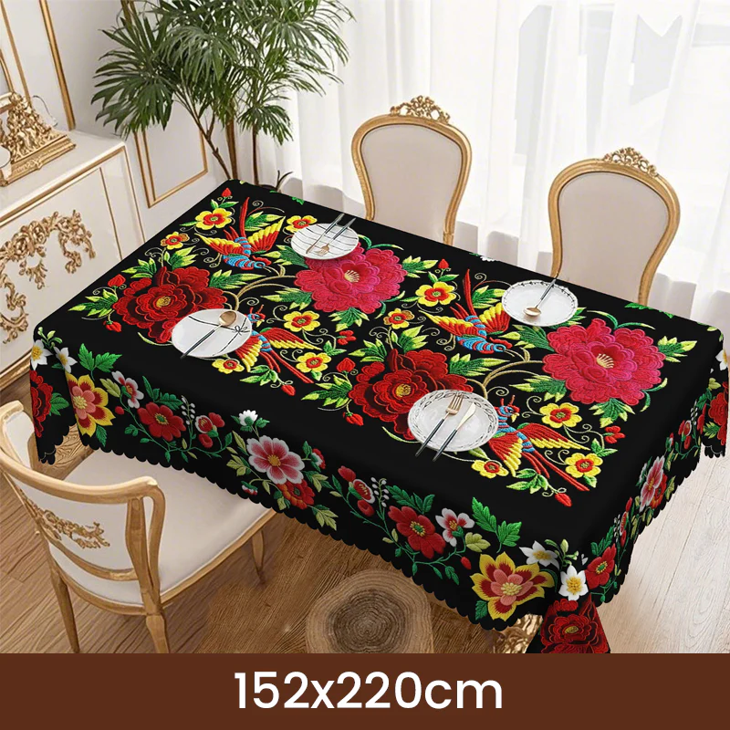 📢📢50 % de réduction – Nappe Mexicaine Florale avec Bord Festonné 🌸✨ Élégance Exotique & Résistance aux Taches ! - Image 12