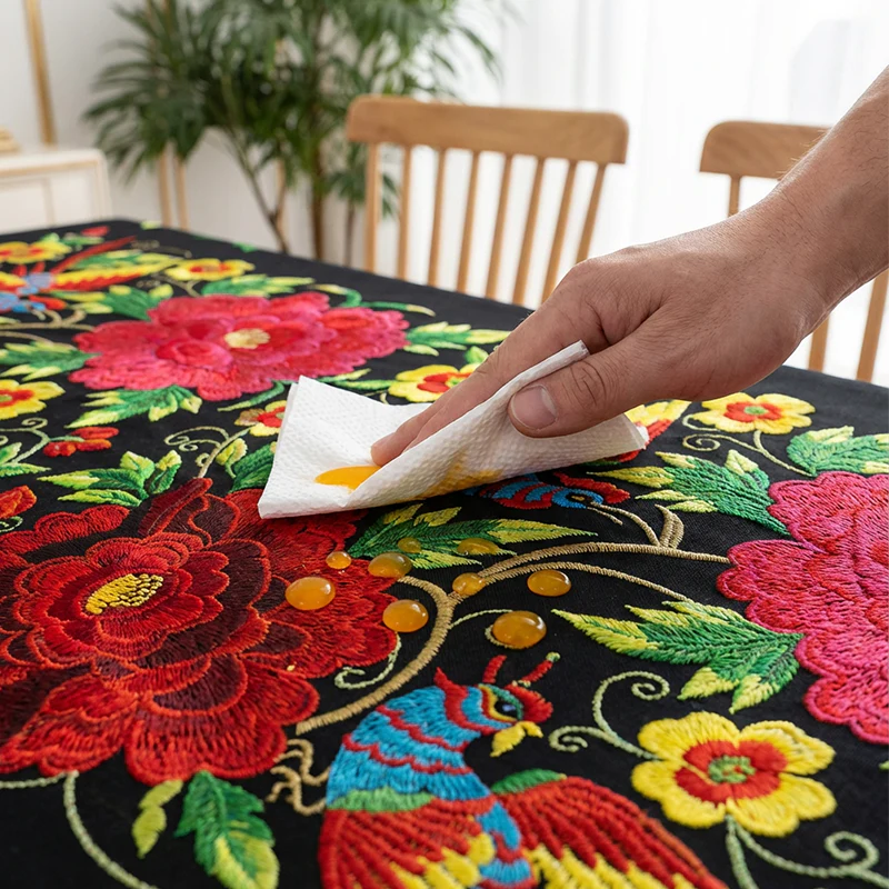 📢📢50 % de réduction – Nappe Mexicaine Florale avec Bord Festonné 🌸✨ Élégance Exotique & Résistance aux Taches ! - Image 5