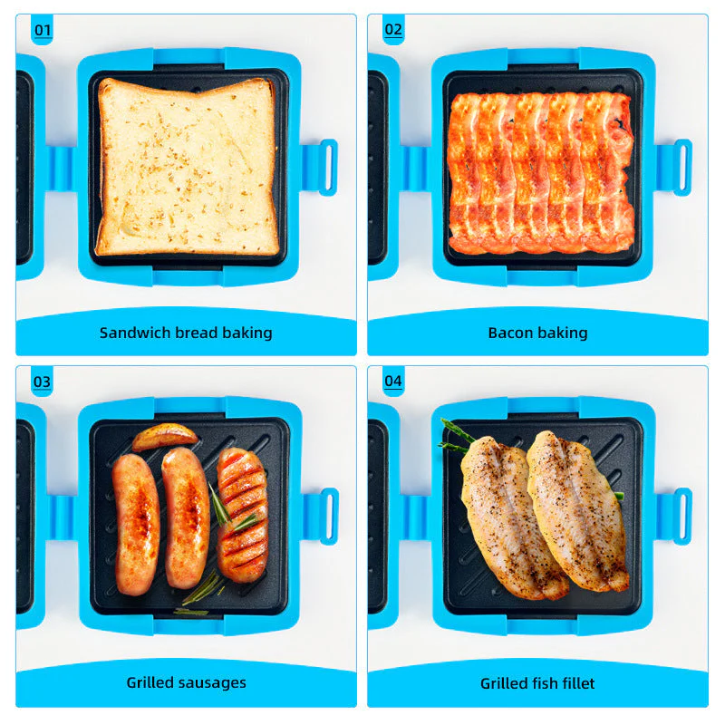 📢📢50 % de réduction !! ⏰Four à Micro-ondes, Grille-Pain & Appareil à Sandwich 3-en-1 – Cuisson Rapide, Nettoyage Facile & Design Compact🔥🥪 - Image 3