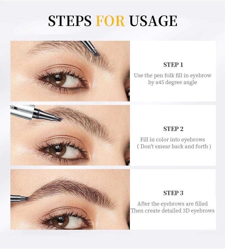 🔥Achetez 1 obtenez 1 gratuit 🔥 Crayon à sourcils résistant à l'eau et à la transpiration avec 4 fourchettes de tatouage de sourcils. - Image 10