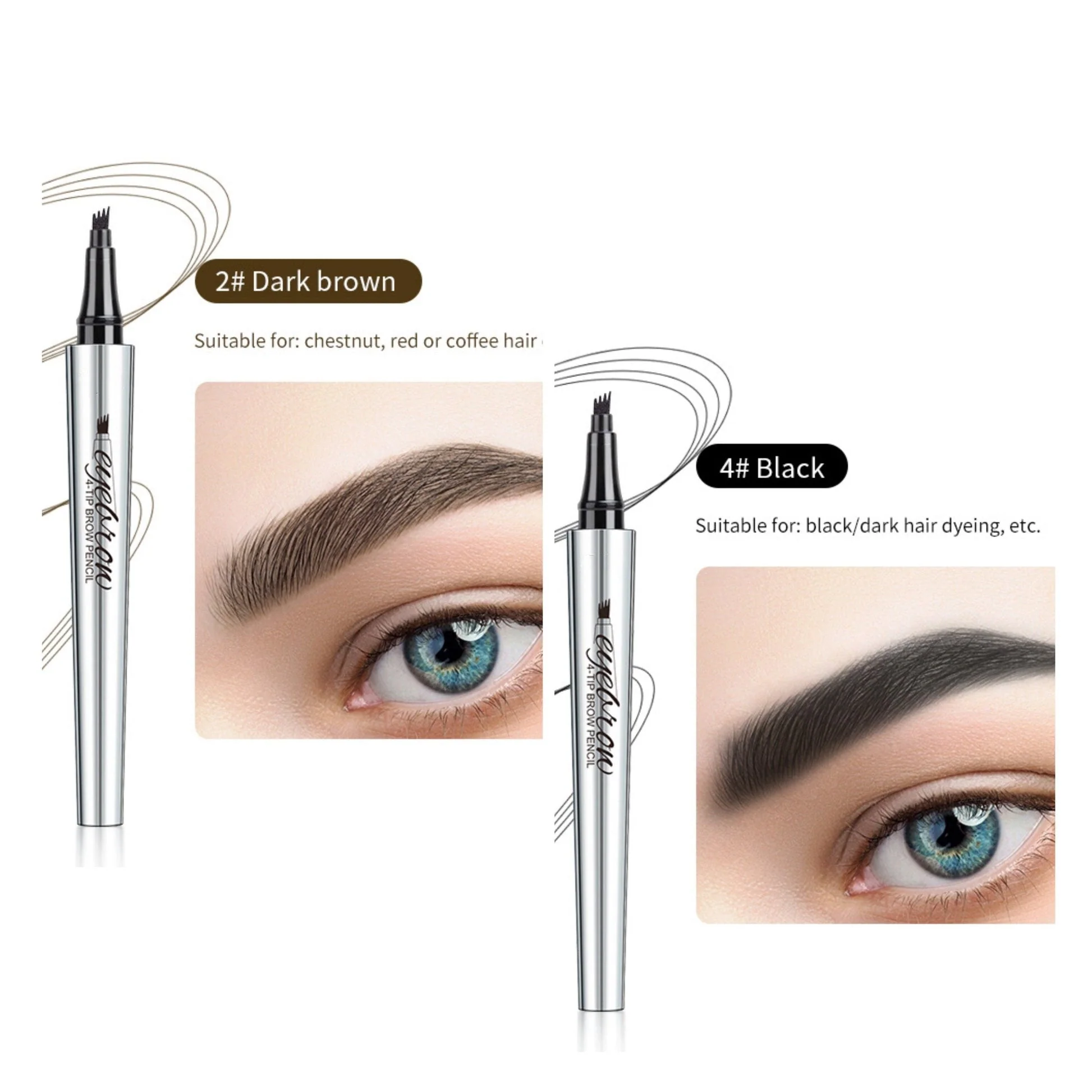 🔥Achetez 1 obtenez 1 gratuit 🔥 Crayon à sourcils résistant à l'eau et à la transpiration avec 4 fourchettes de tatouage de sourcils. - Image 13