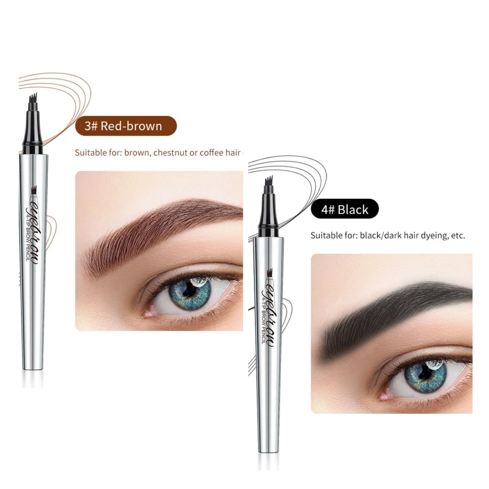 🔥Achetez 1 obtenez 1 gratuit 🔥 Crayon à sourcils résistant à l'eau et à la transpiration avec 4 fourchettes de tatouage de sourcils. - Image 16