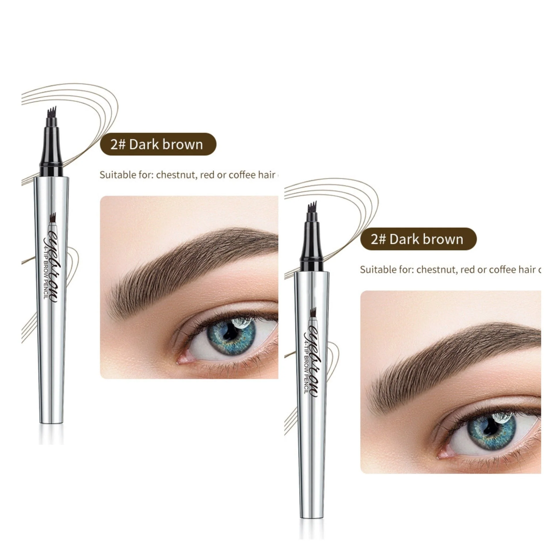 🔥Achetez 1 obtenez 1 gratuit 🔥 Crayon à sourcils résistant à l'eau et à la transpiration avec 4 fourchettes de tatouage de sourcils. - Image 18