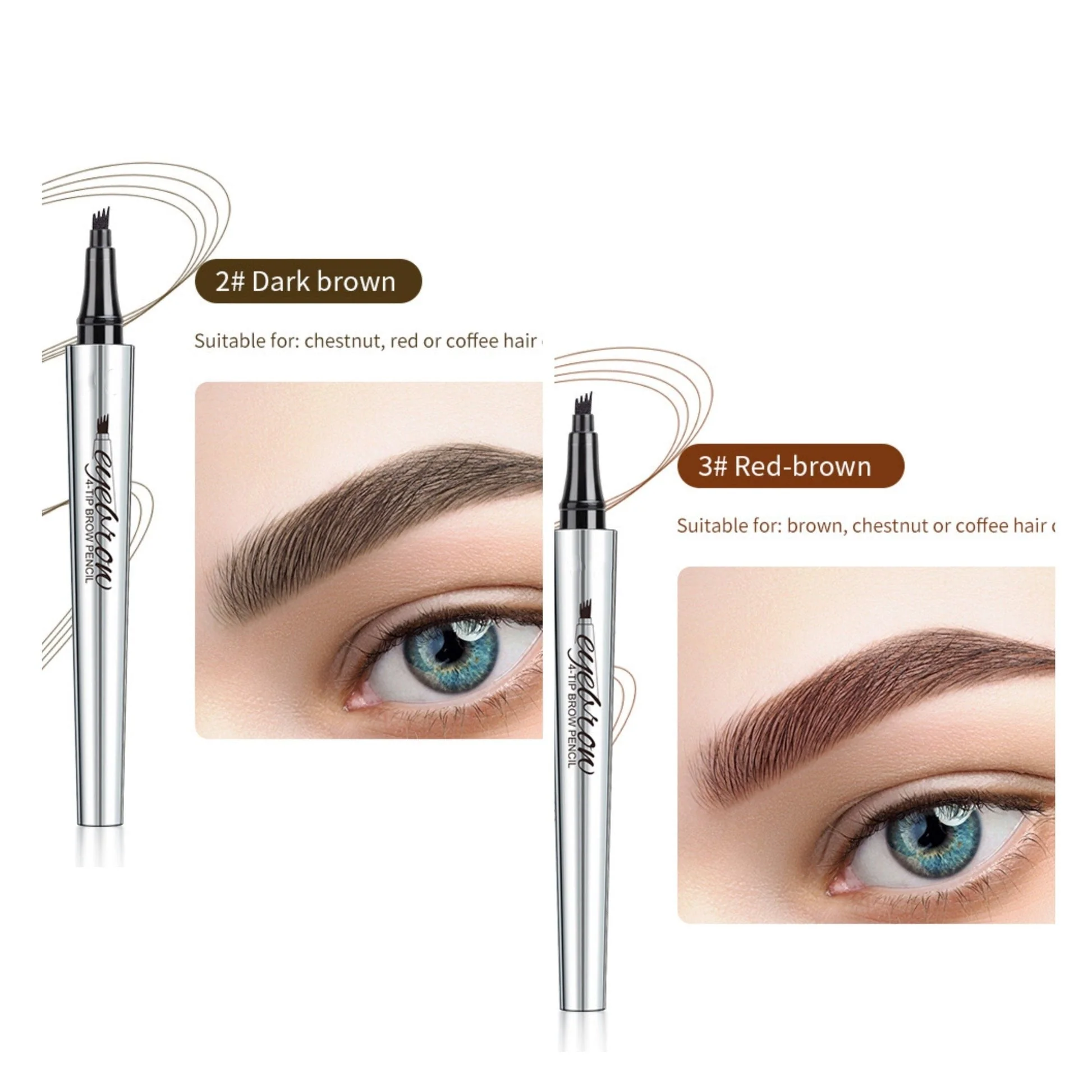 🔥Achetez 1 obtenez 1 gratuit 🔥 Crayon à sourcils résistant à l'eau et à la transpiration avec 4 fourchettes de tatouage de sourcils. - Image 23