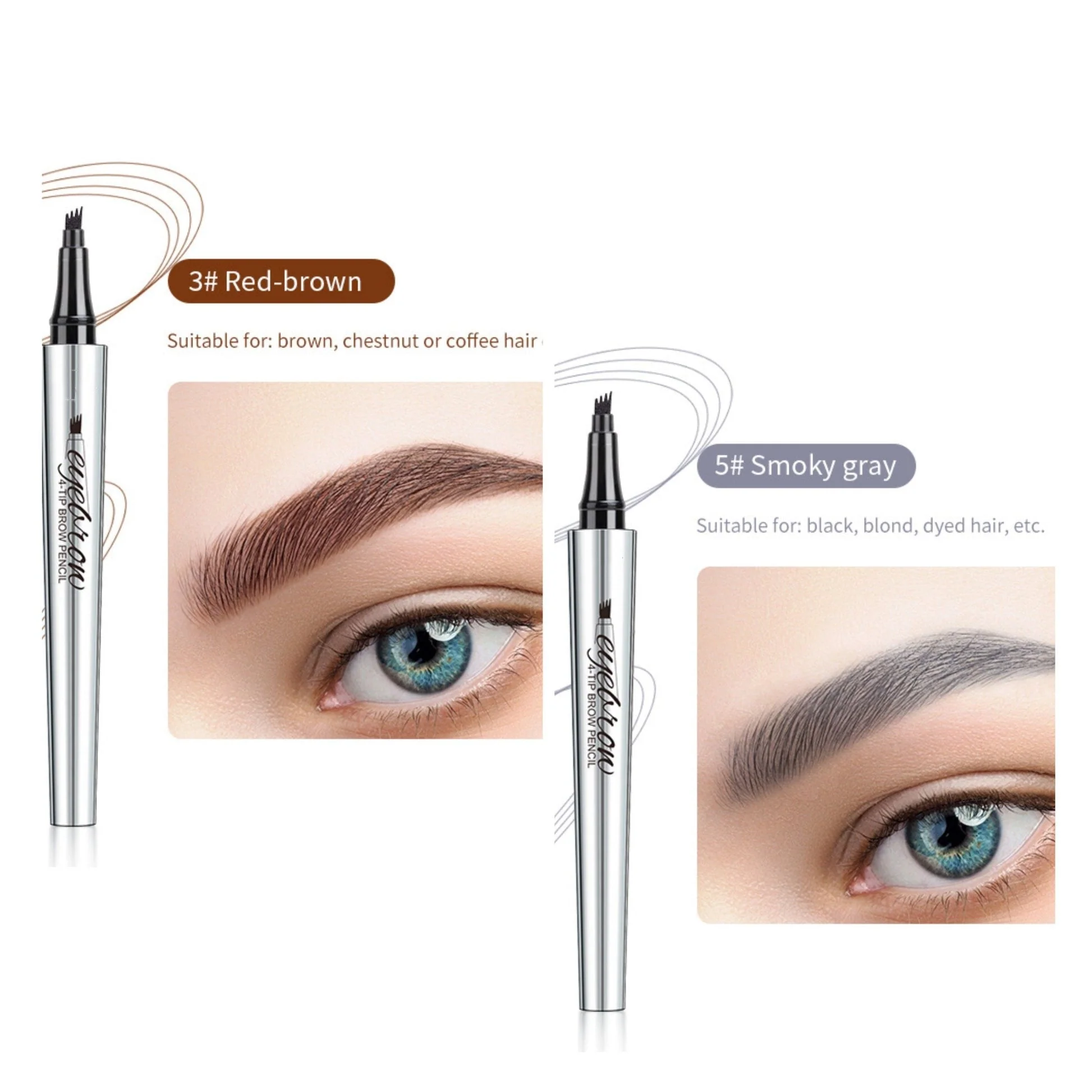 🔥Achetez 1 obtenez 1 gratuit 🔥 Crayon à sourcils résistant à l'eau et à la transpiration avec 4 fourchettes de tatouage de sourcils. - Image 24