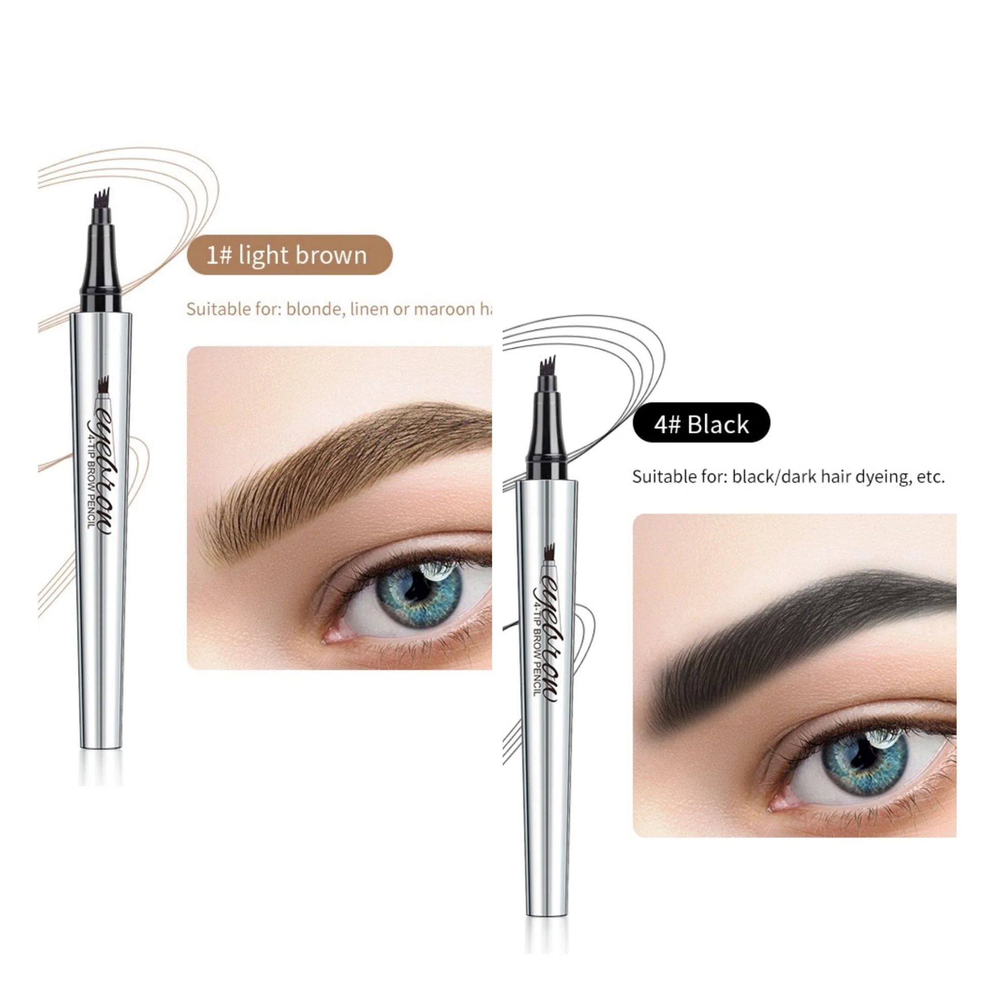 🔥Achetez 1 obtenez 1 gratuit 🔥 Crayon à sourcils résistant à l'eau et à la transpiration avec 4 fourchettes de tatouage de sourcils. - Image 25