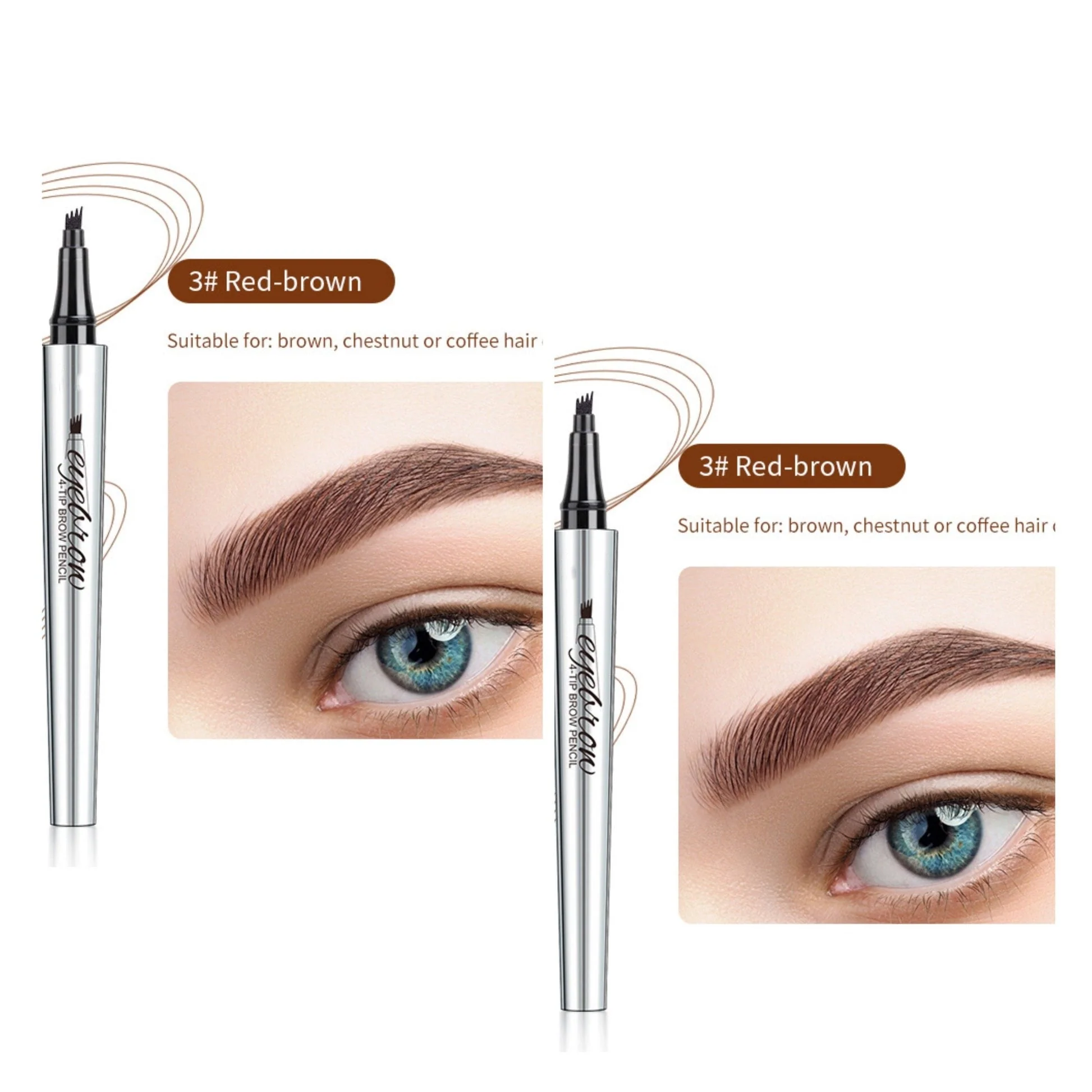 🔥Achetez 1 obtenez 1 gratuit 🔥 Crayon à sourcils résistant à l'eau et à la transpiration avec 4 fourchettes de tatouage de sourcils. - Image 26