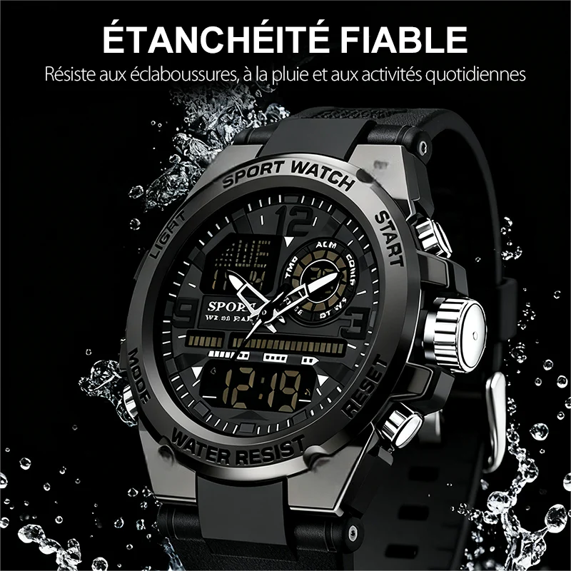 Montre de Sport Étanche pour Hommes avec Affichage Lumineux - Image 3