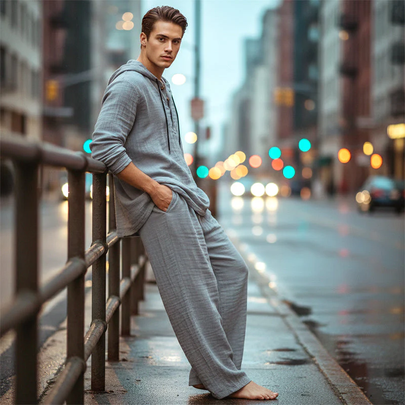 📣🎊Ensemble 2 pièces pour homme : haut à capuche ample et décontracté et pantalon - Image 5