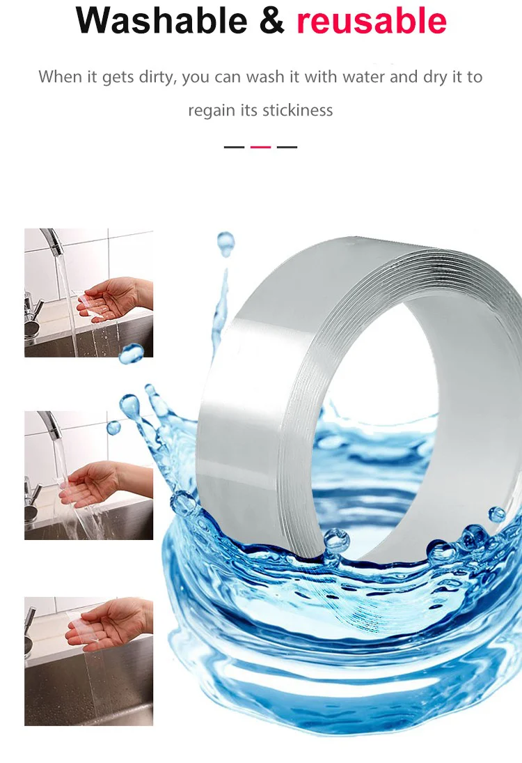 🏡50% de réduction✨Ruban nano-magique transparent sans trace – Poignée double face réutilisable pour un usage polyvalent ! - Image 6
