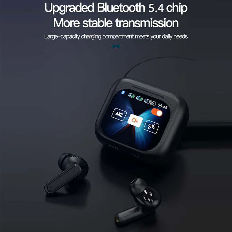 Écouteurs compacts à commande tactile et son clair 📍LED Full-Color Display📍 Active Noise Cancellation (ANC)📍 Touch Controls📍 Bluetooth 5.4 - Image 3