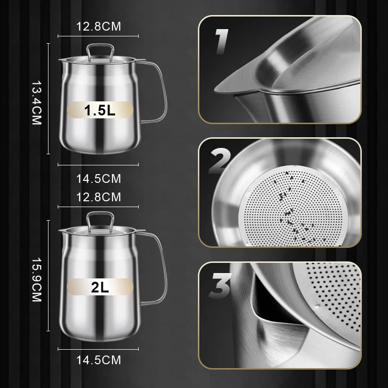 📢📢50 % DE RÉDUCTION !!! ✨Récipient Filtre à Huile Polyvalent - Grande Capacité - Acier Inoxydable 304🍟 - Image 8
