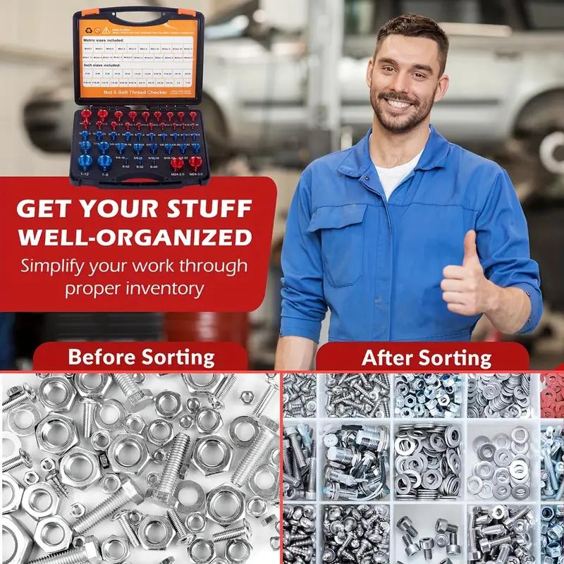 📢📢50 % de réduction !! ⏰Kit de vérification du filetage des écrous et des boulons pour l'inspection des boulons fixes ou des trous filetés - Image 9