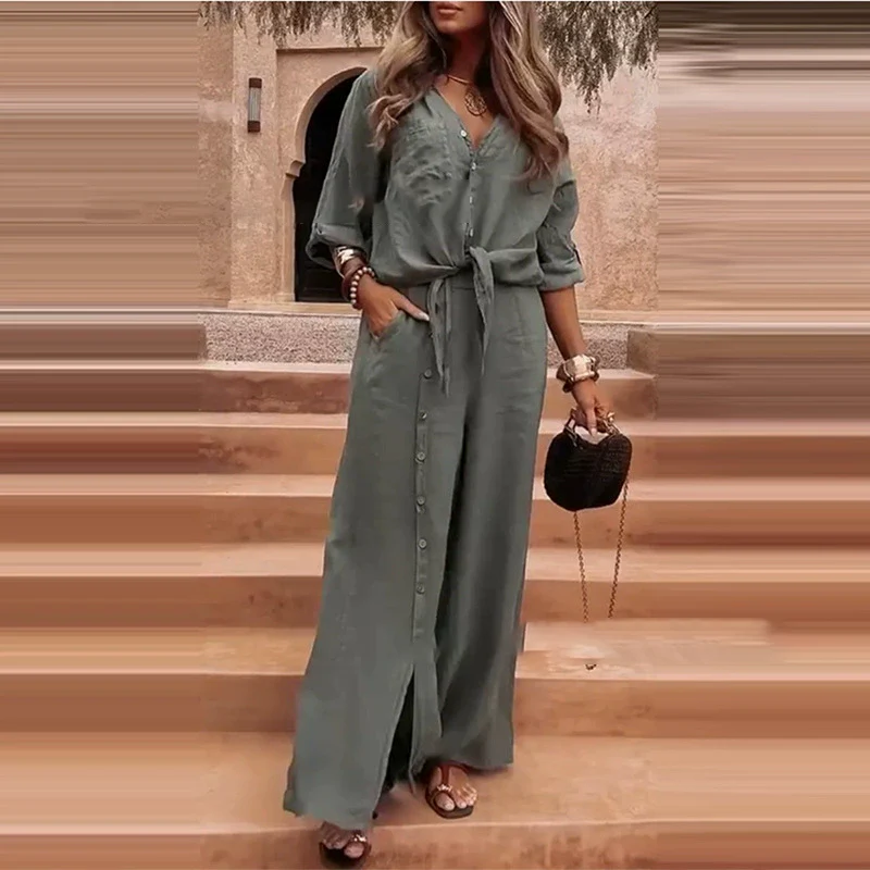 ⏳Durée limitée -52 %⏳Ensemble élégant 2 pièces de couleur unie pour femme(ensemble 2 pièces) - Image 2