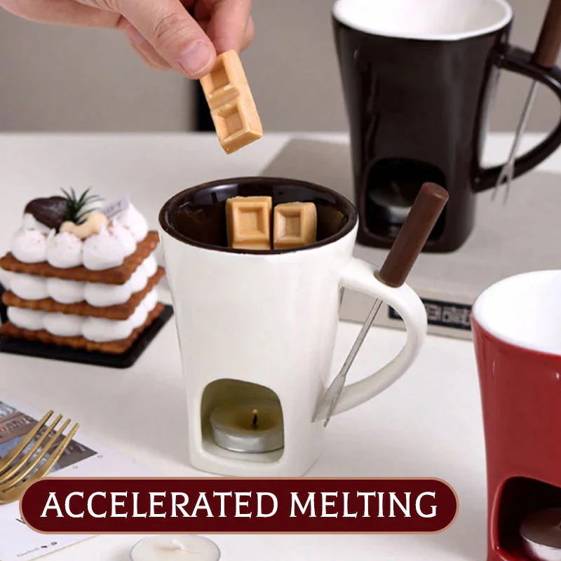 🔥 40% DE RÉDUCTION ! ✨ Tasse Chauffante en Céramique - Design Élégant avec Support Bougie, Parfaite pour Chocolat et Fondue 🔥🕯️ - Image 2