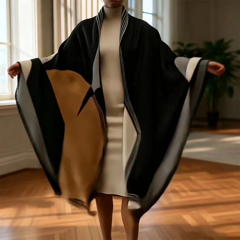 📢📢60% DE RÉDUCTION !!! ✨Écharpe-châle oversize à blocs de couleur - Image 12