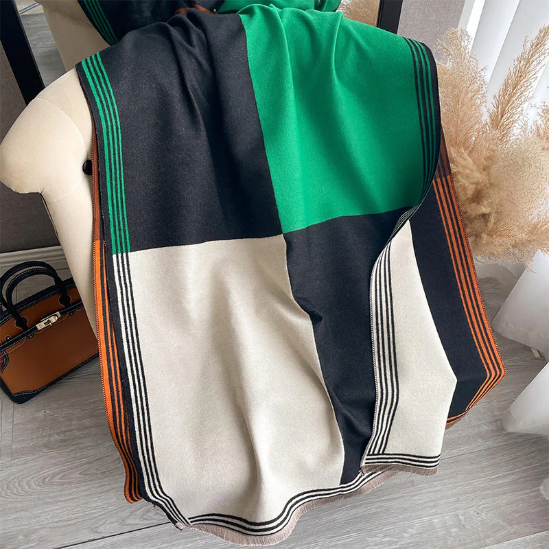 📢📢60% DE RÉDUCTION !!! ✨Écharpe-châle oversize à blocs de couleur - Image 2