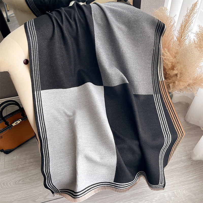 📢📢60% DE RÉDUCTION !!! ✨Écharpe-châle oversize à blocs de couleur - Image 4