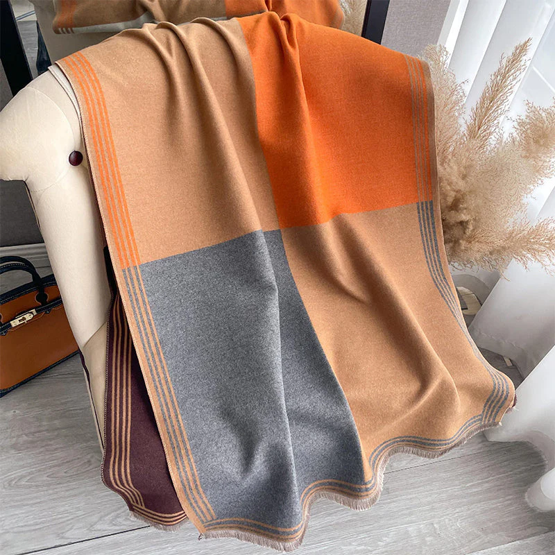 📢📢60% DE RÉDUCTION !!! ✨Écharpe-châle oversize à blocs de couleur - Image 6