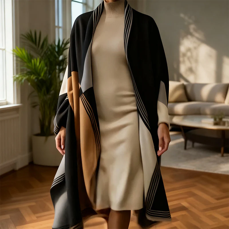 📢📢60% DE RÉDUCTION !!! ✨Écharpe-châle oversize à blocs de couleur - Image 8