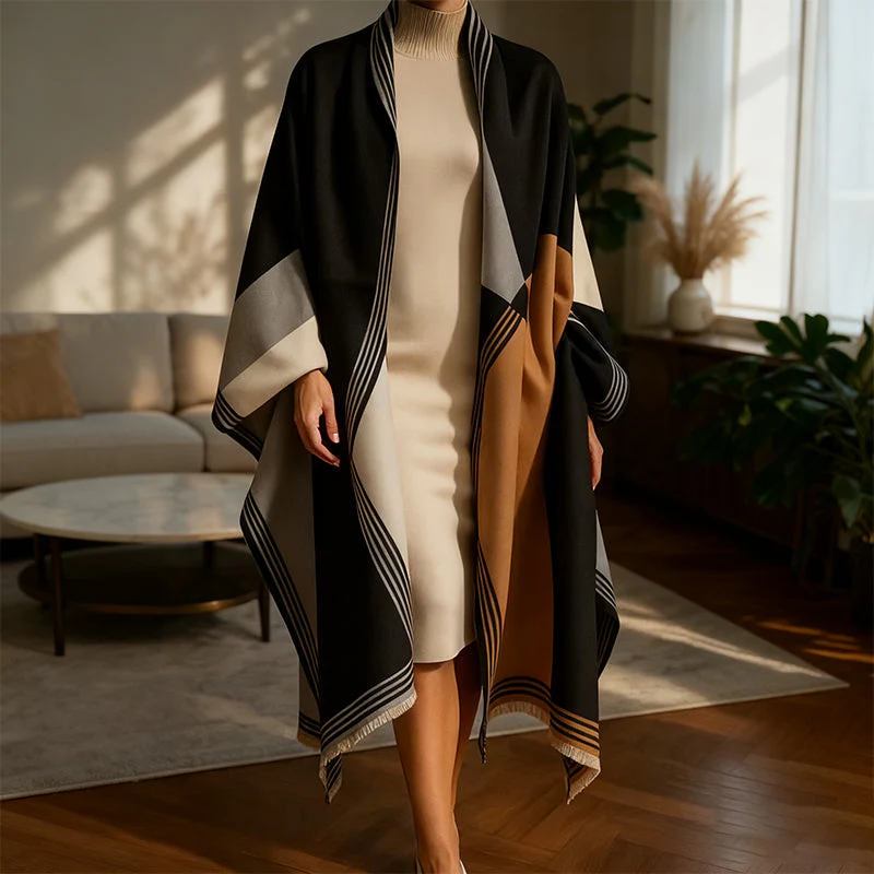 📢📢60% DE RÉDUCTION !!! ✨Écharpe-châle oversize à blocs de couleur - Image 9