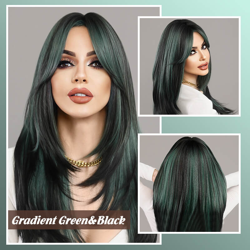 đPerruque cheveux longs Perruque Ă frange dĂ©gradĂ©e - Image 12