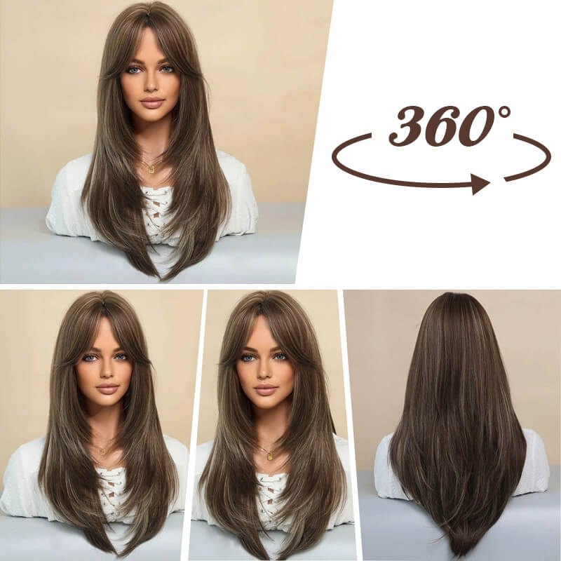 đPerruque cheveux longs Perruque Ă frange dĂ©gradĂ©e - Image 4