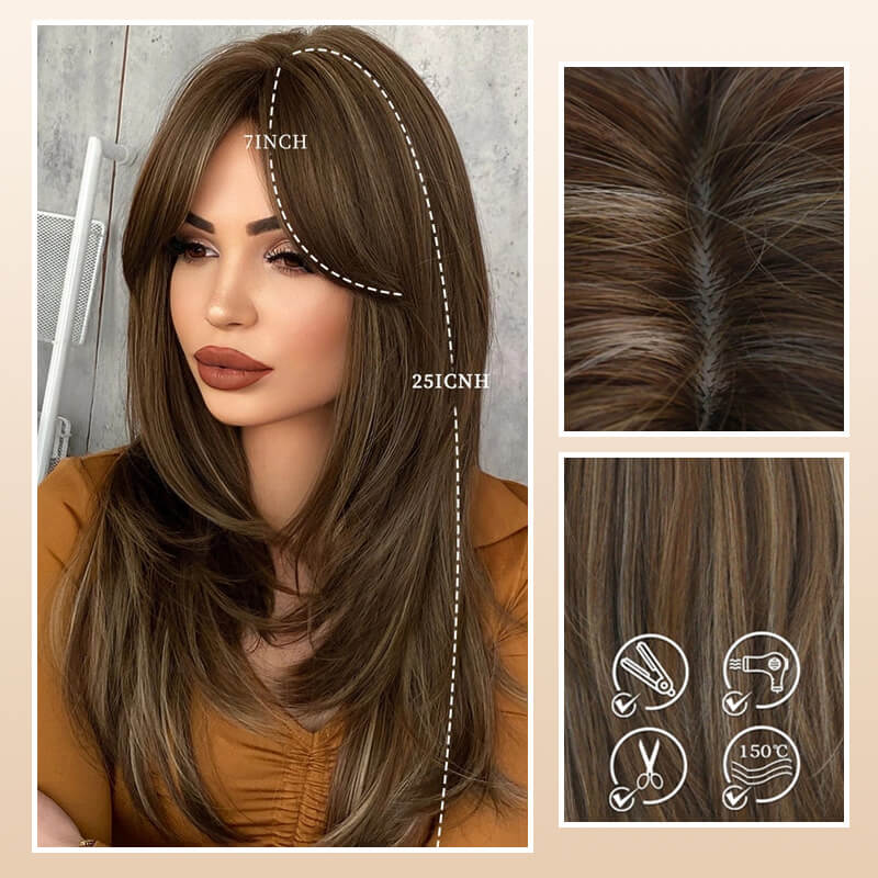 đPerruque cheveux longs Perruque Ă frange dĂ©gradĂ©e - Image 5