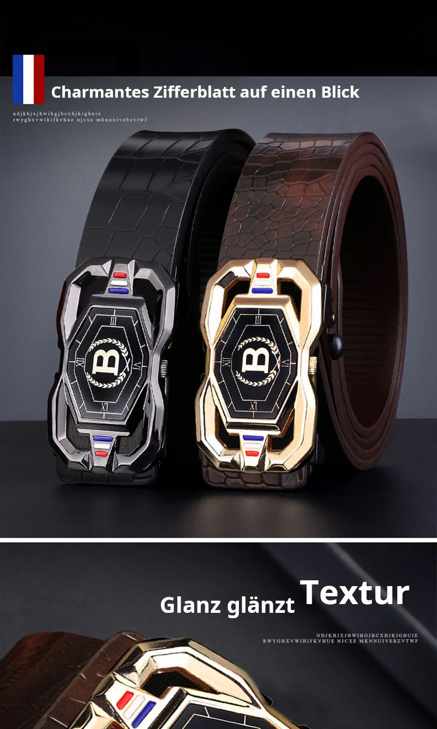 📢📢50 %  DE RÉDUCTION !! ⏰🐊Ceinture en cuir pour homme avec motif crocodile raffiné, boucle automatique et fabriquée en cuir de vachette. - Image 15