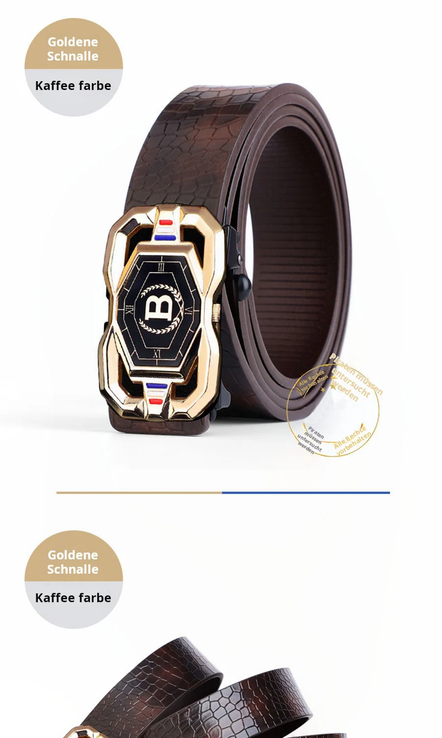 📢📢50 %  DE RÉDUCTION !! ⏰🐊Ceinture en cuir pour homme avec motif crocodile raffiné, boucle automatique et fabriquée en cuir de vachette. - Image 18