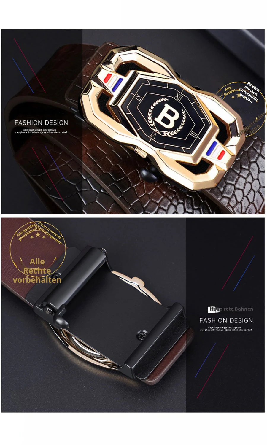 📢📢50 % DE RÉDUCTION !! ⏰🐊Ceinture en cuir pour homme avec motif crocodile raffiné, boucle automatique et fabriquée en cuir de vachette. - Image 11