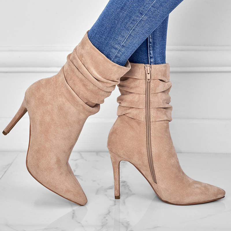💖2025 Vente à chaud📢56 % de réduction!!!📍Bottes courtes à talons hauts et à bouts pointus pour femmes - Image 11