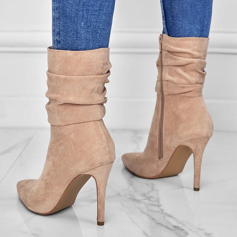 💖2025 Vente à chaud📢56 % de réduction!!!📍Bottes courtes à talons hauts et à bouts pointus pour femmes - Image 4