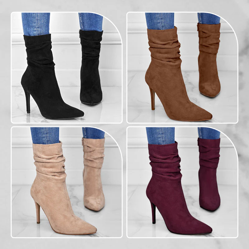 💖2025 Vente à chaud📢56 % de réduction!!!📍Bottes courtes à talons hauts et à bouts pointus pour femmes - Image 5