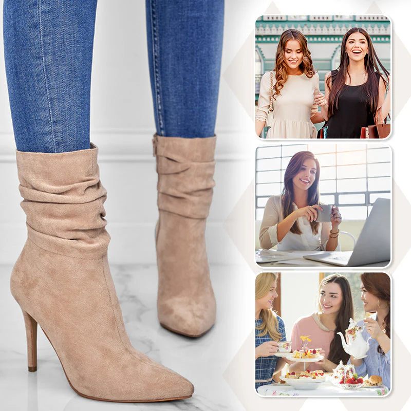 💖2025 Vente à chaud📢56 % de réduction!!!📍Bottes courtes à talons hauts et à bouts pointus pour femmes - Image 7