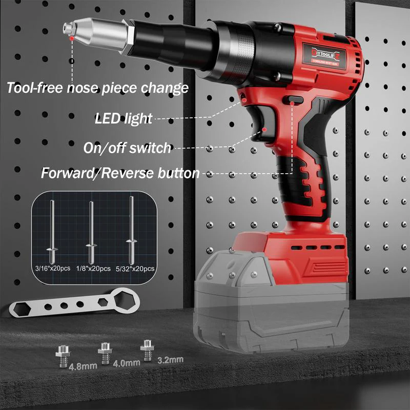 🔥🔥🔥Riveteuse portative sans balais 21 V avec rivets en aluminium et boîte de rangement - Image 5