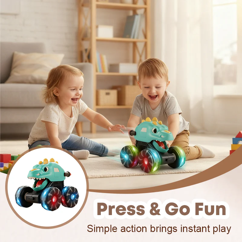 📢📢60 % DE RÉDUCTION !!!Voiture jouet dinosaure avec lumières, appuyez et partez🎁 - Image 2