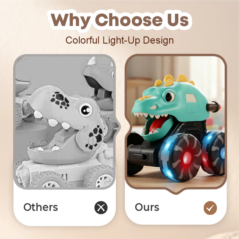 📢📢60 % DE RÉDUCTION !!!Voiture jouet dinosaure avec lumières, appuyez et partez🎁 - Image 3