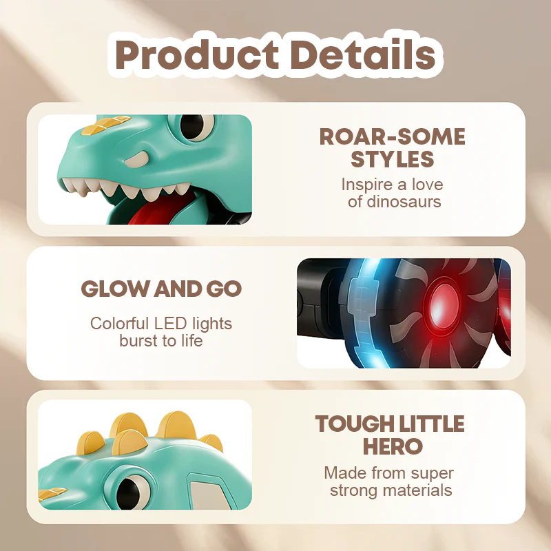 📢📢60 % DE RÉDUCTION !!!Voiture jouet dinosaure avec lumières, appuyez et partez🎁 - Image 6