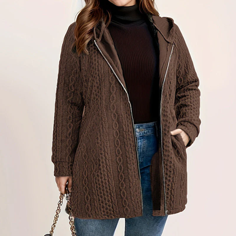 Relaxed Fit Hooded Jacket with Textured Weave - Image 11