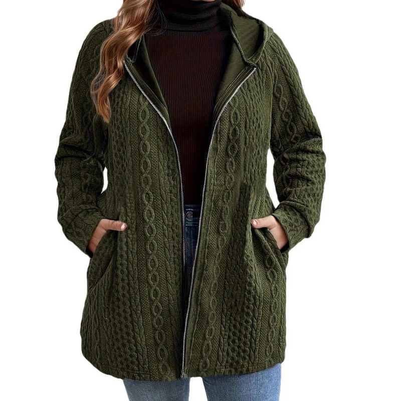 Relaxed Fit Hooded Jacket with Textured Weave - Image 2