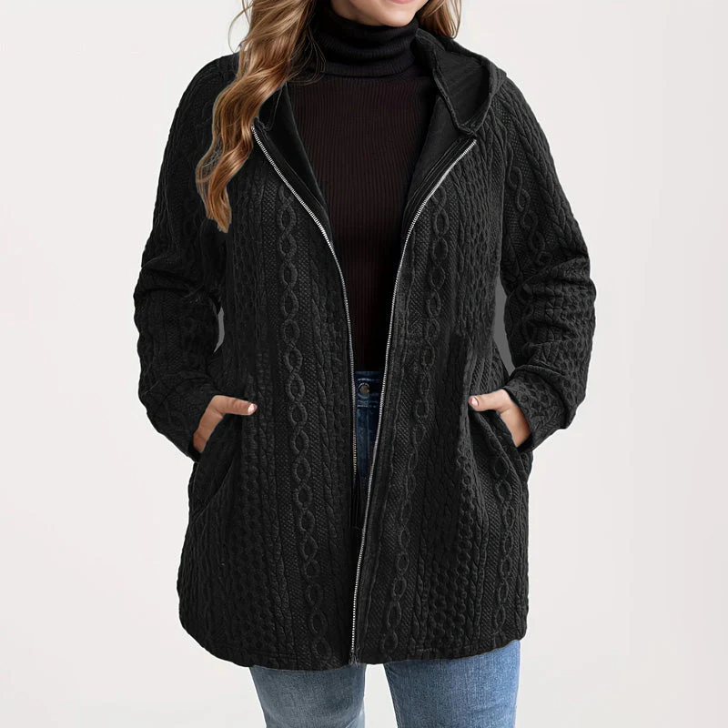 Relaxed Fit Hooded Jacket with Textured Weave - Image 5
