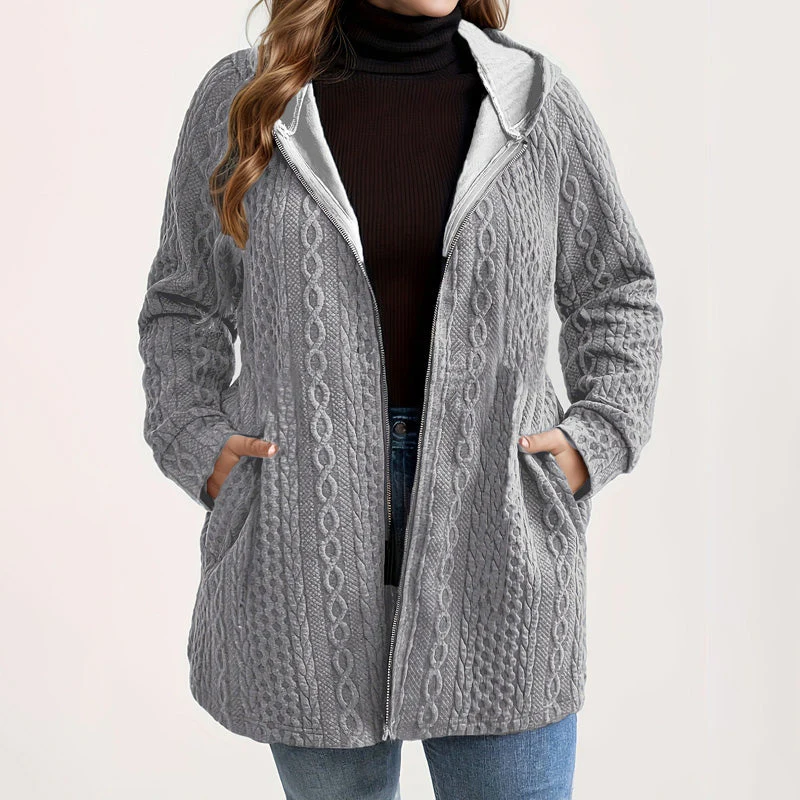 Relaxed Fit Hooded Jacket with Textured Weave - Image 6