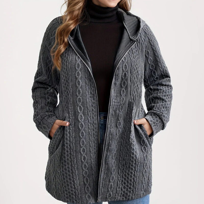 Relaxed Fit Hooded Jacket with Textured Weave - Image 8
