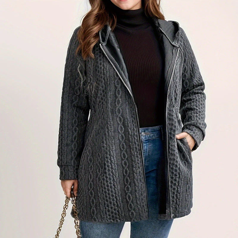 Relaxed Fit Hooded Jacket with Textured Weave - Image 9