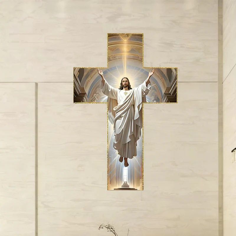 📢📢60% DE RÉDUCTION ! ✨🔥Décoration murale rétro avec croix représentant Jésus-Christ - Image 2