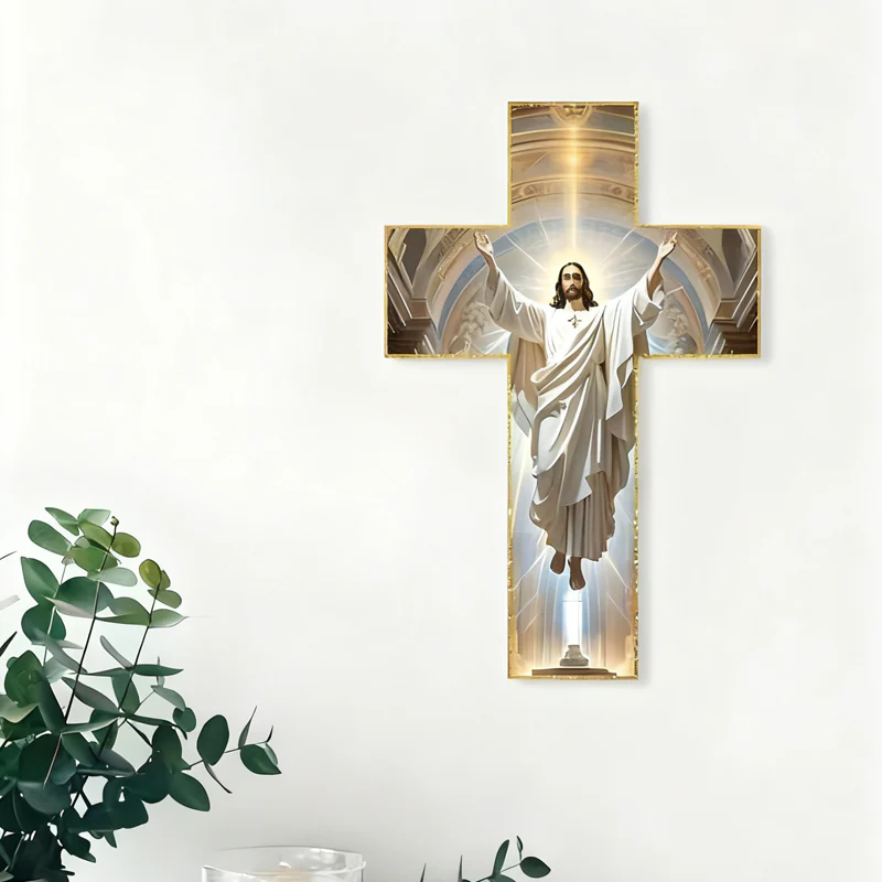 📢📢60% DE RÉDUCTION ! ✨🔥Décoration murale rétro avec croix représentant Jésus-Christ - Image 4